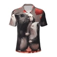 thumbnail image 2 of Daiia Heart Guinea Pig Couple Pattern Men’s Polo Shirts,Solid Deck Shirt,Classic Fit, Breathable Cotton Polo for Casual and Sport Wear-Small, 2 of 7
