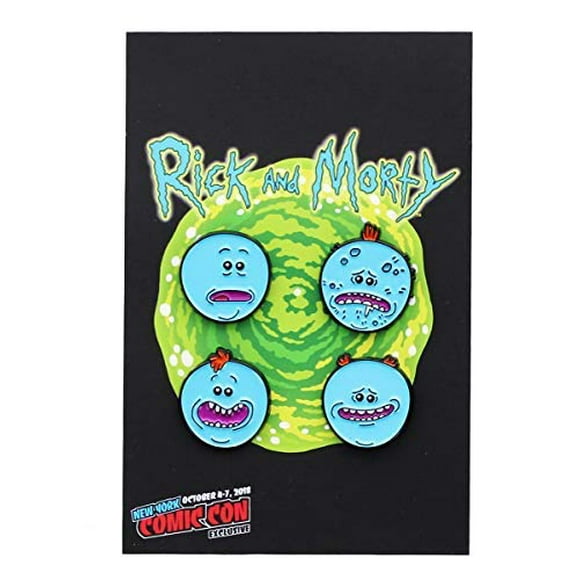 Pack de 4 mochilas con solapa de Rick and Morty Meeseeks esmaltadas