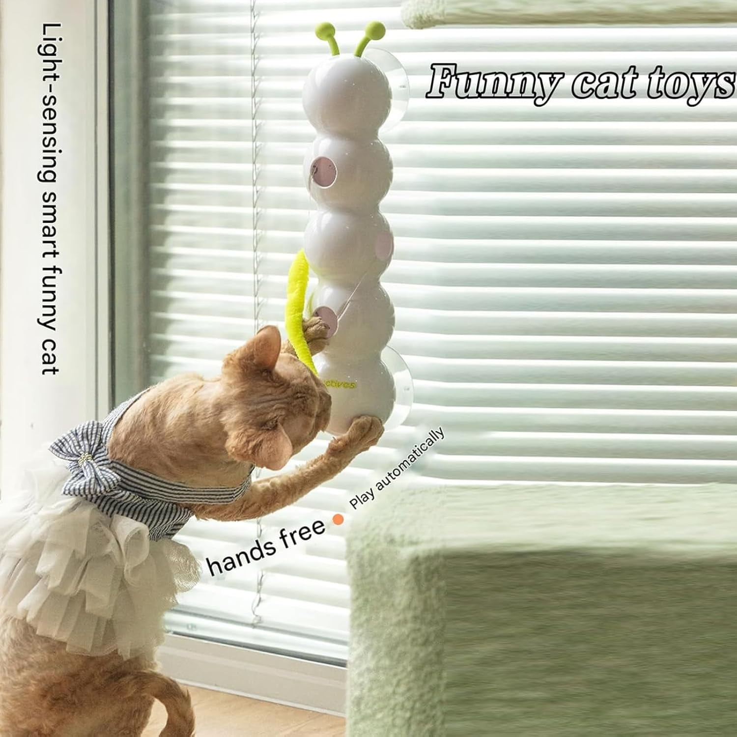 Happy Luna Cat Toy, Cat Toys with Worm Design, Interactive Automatic Kitten Plaything, Fun Stimulating Exercise for Bored Felines