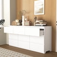 thumbnail image 6 of White 9 Drawer Dresser No Handles Modern Storage Cabinet for Bedroom Living Room Entryway Hallway Wide Chest of Drawers Wood Furniture, 6 of 9