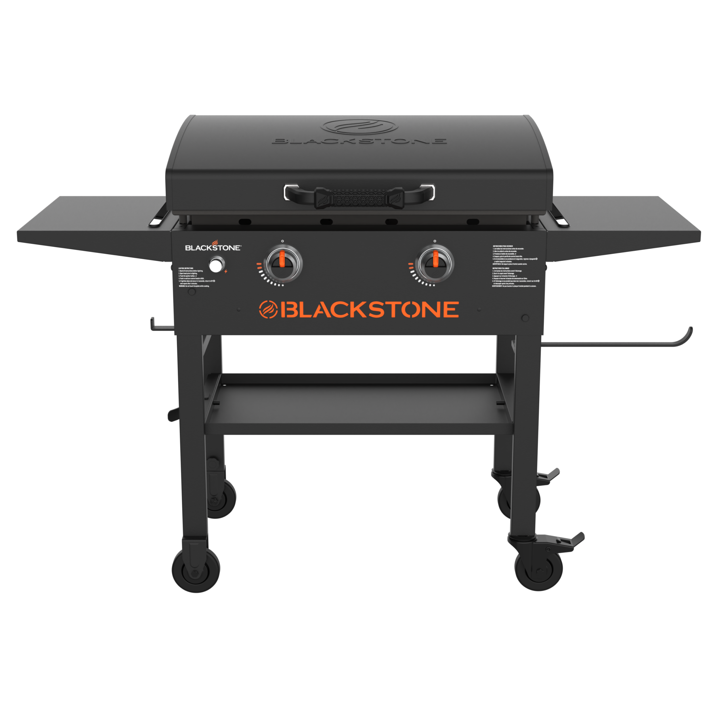 Blackstone Original Outdoor Griddle, 2-Burner 28" Flat Top Grill with Hood and Wheels, Black