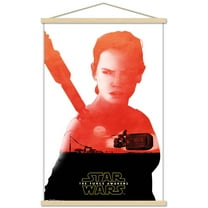Star Wars: The Force Awakens - Rey Badge Wall Poster with Wooden Magnetic Frame, 22.375" x 34"