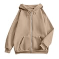 thumbnail image 6 of VV AVEORS Womens Zip Up Hoodies 2026 Oversized Sweatshirt Spring Fall Layering Jacket With Pockets Track Jackets Cozy Fleece Winter Clothes Camel L, 6 of 8