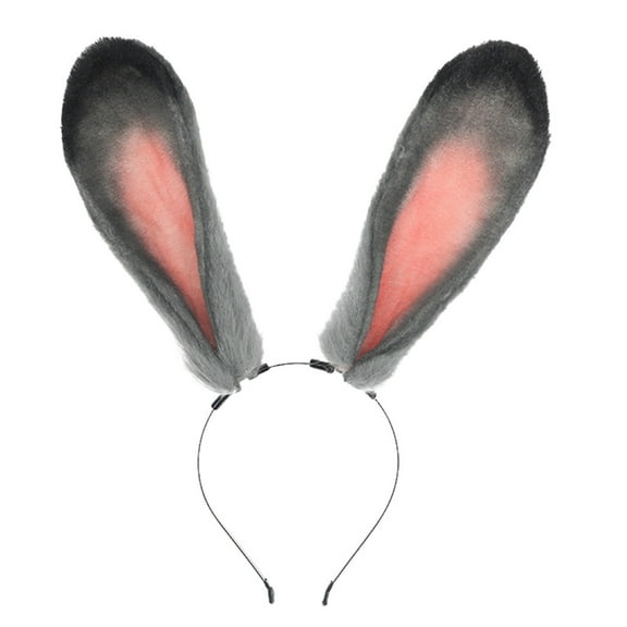 Bmisegm Women's Easter Plush Bunny Ear Headband Rabbit Officer Ears Accessory for Party and Convention Headscarf for Women's Hair Grey One Size