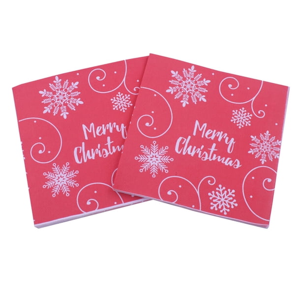 KAKOWELY 40 servilletas navideñas estampadas con copos de nieve, de pulpa de madera, para cenas, recuerdos de fiesta de Navidad.