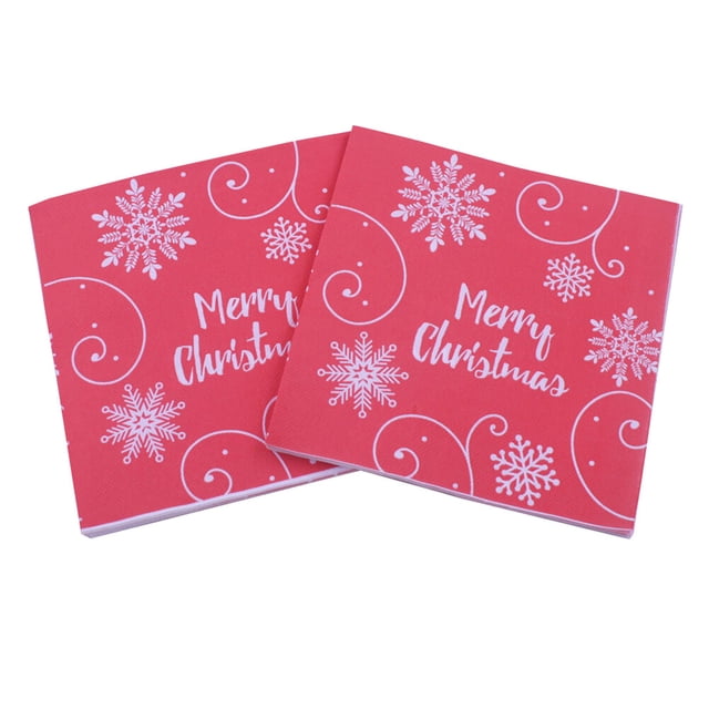 KAKOWELY 40 servilletas navideñas estampadas con copos de nieve, de pulpa de madera, para cenas, recuerdos de fiesta de Navidad.