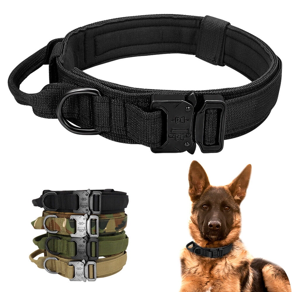 Didog 1.5"Width Adjustable Tactical Dog Collars Large Dogs Military Training with Handle German Shepherd Heavy Duty Metal Buckle