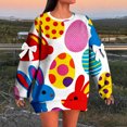 thumbnail image 2 of Womens Oversized Sweatshirt Easter Cute Fun Print Long Sleeve Comfort Casual Pullover Plus Size Sweatshirts for Women Colorful L, 2 of 5