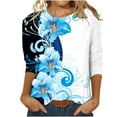 thumbnail image 2 of Gaecuw 3/4 Sleeve Tops for Women Tops Blouses Three-Quarter Sleeve T Shirts Regular Fit Pullover Tees T-Shirts Floral Print Tops Crew Neck Blouses T Shirts Pullover Tops Summer Tees Tops, 2 of 4