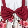 thumbnail image 3 of Gibobby Conjunto de pantalones para niños Recién Nacido bebé niñas algodón Floral otoño manga larga pantalones pajarita Tops campana inferior diademas conjunto ropa(Rojo, 9-12 Meses), 3 of 5