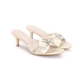 thumbnail image 3 of BLISSFUL STEP Crystal Pearl Stiletto Heels Slip on Slides Sandals for Women Champagne (Size 5.5), 3 of 8