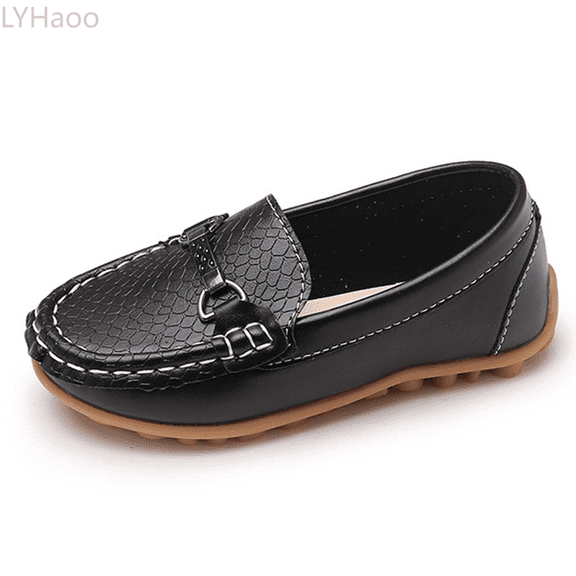 LYHaoo Boys Casual Leather Sneakers For Kids Soft Sole Non Slip耐磨 Toddler School Shoes Lightweight Comfortable Everyday Walking Sizes 6 Toddler Black(9-12 Months)