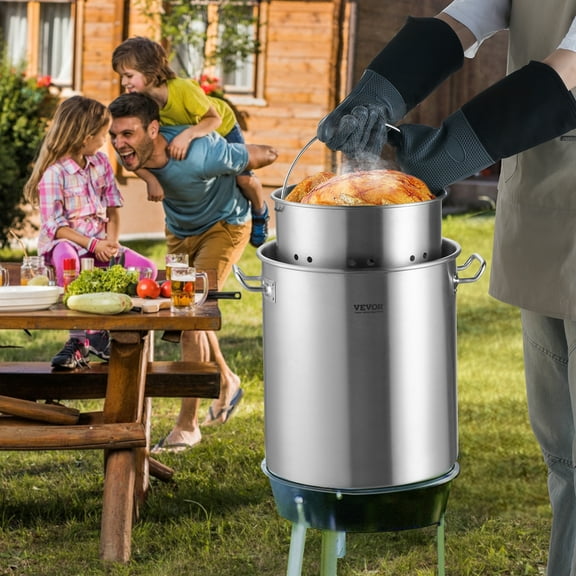 VEVOR Stainless Steel Stockpot 42qt Cooking Kitchen Sauce Pot with Strainer Lid