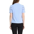 thumbnail image 3 of Allegra K Women's Relax Ruffle Cuff Short Sleeve Blouse Bow Tie Collar Blouse, 3 of 6