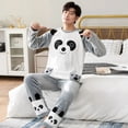 thumbnail image 3 of Conjunto de pijama de franela gruesa y cálida para hombre, ropa de dormir de terciopelo Coral, traje de dibujos animados, ropa de casa, manga larga, invierno, 2023, 3 of 4