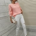 thumbnail image 6 of Women's Knitted Sweater Crewneck Long Sleeve Casual Comfy Fall Winter Clothes Pullover Sweaters Jumper Tops, 6 of 8