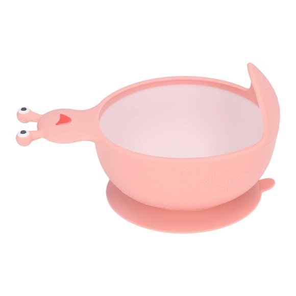 Cuenco de silicona para niños pequeños, antideslizante, con ventosa, multifunción, sin BPA, apto para microondas, color rosa y blanco
