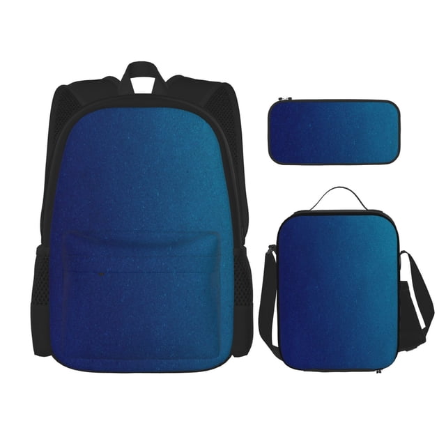 Easygdp teal blue Mochila para Niños y Niñas con Set de Caja de Almuerzo y Estuche para Lápices 3 en 1, Mochila Escolar Estampada para Adolescentes