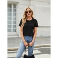 thumbnail image 5 of Womens Summer Tops Spring Shirts Trendy Vacation Outfits Short Sleeve Business Tshirts Fashion Casual Blouses Black XXL, 5 of 8
