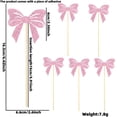thumbnail image 2 of Sulaicai 6Pcs Pink Bow Cupcake Toppers Bow Birthday Cake Topper Girls Birthday Party Decorations Bowknot Cupcake Decorations for Bridal Wedding Baby Shower Bow Theme Party Decor, 2 of 7