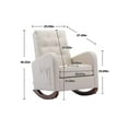 thumbnail image 5 of Accent Rocking Chair, Comfy Armchair with Side Pocket and Soft High Backrest, Recliner Chair with Wooden Base, Leisure Chair Reading Chair for Living Room Bedroom, Oyster Gray, 5 of 7
