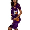 thumbnail image 5 of breaise Maternity Bodycon Dress,Floral Side Ruch Fitted Maternity Dress Summer Short Sleeve Baby Shower Dress Crew Neck Casual Lounge Pregnancy Dress Daily Wear, 5 of 6