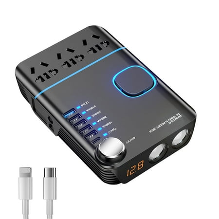 

Car Power Inverter AC Socket PD 12V 24V To 220V Quick Charge 200W 6 USB Durable