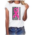 thumbnail image 2 of Alkepwun Breast Cancer Shirt for Women Pink Ribbon Graphic Tees American Flag Shirt Breast Cancer Awareness Casual Crew Neck Short Sleeve T-Shirts Tops, 2 of 6