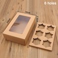 thumbnail image 3 of CAROOTU 10PCS 2/4/6 Holes Kraft Paper Cupcake Packing Box Muffin Wedding Party Case Holder Box, 3 of 7