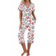 thumbnail image 1 of Puntoco Pijamas para mujer Conjunto de pijama y pantalón de manga corta con cuello en V para mujer Pijamas casuales con bolsillos, 1 of 5