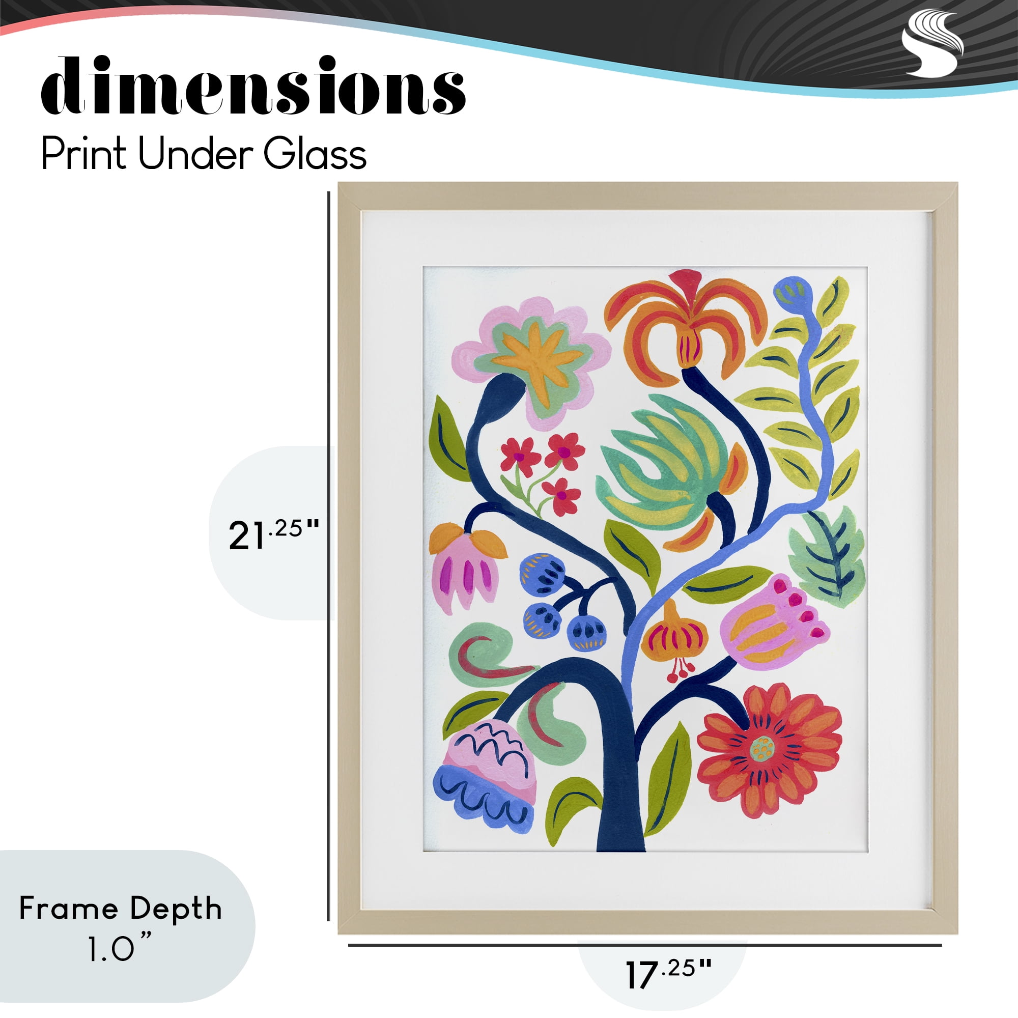Stupell Industries Boho Blue Tree Birch Framed Print Under Glass, design by Suzanne Allard
