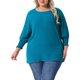 thumbnail image 1 of Blusas de chiffon de talla grande para mujer Agnes Orinda, con mangas largas de murciélago y volantes, camisetas sueltas y casuales, 1X azul lago, 1 of 6