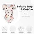 thumbnail image 4 of Salouo Milk Tea for Women's Short Sleeve Bodysuit,Sexy Bodysuits One Piece Round Neck Bodysuit Shapewear Tummy Control-Small, 4 of 7