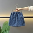 thumbnail image 6 of Shadoumai Denim Flared Skort for Toddler Girls Playful Pleated Mini Jean Skirt with Built-In Shorts, 6 of 8