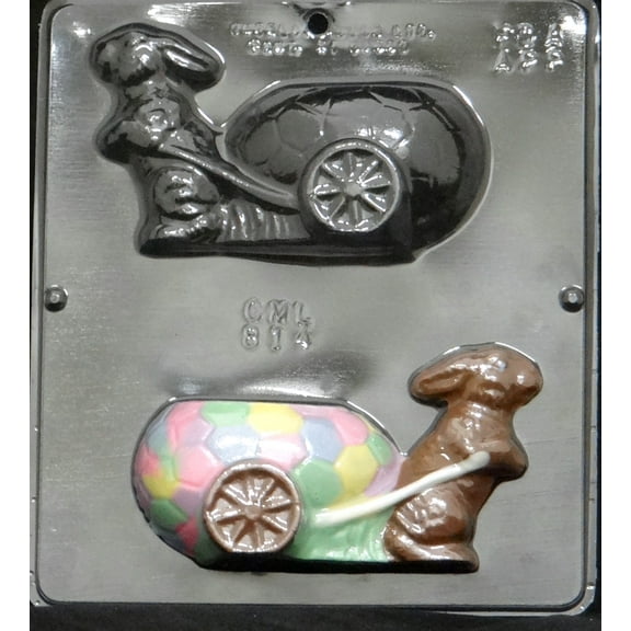 814 Bunny Pulling Egg Cart Assembly Chocolate Candy Mold
