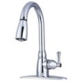 thumbnail image 1 of Dura Faucet Robinet DF-PK160-CP Utilisé pour Cuisine; Pièce Unique 8 Pouces Montage sur Plateau; Bec Rétractable 15 Pouces; Poignée à Levier Unique; Chromé/plastique; Application 1 Trou/3 Trous, 1 of 7