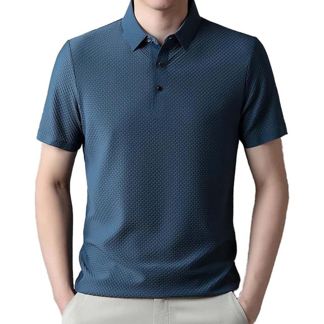 pstuiky camisetas de hombre, Blusa informal de manga corta con cuello vuelto y botones de malla de seersucker de color liso para hombre camisas casuales para hombre xxxl