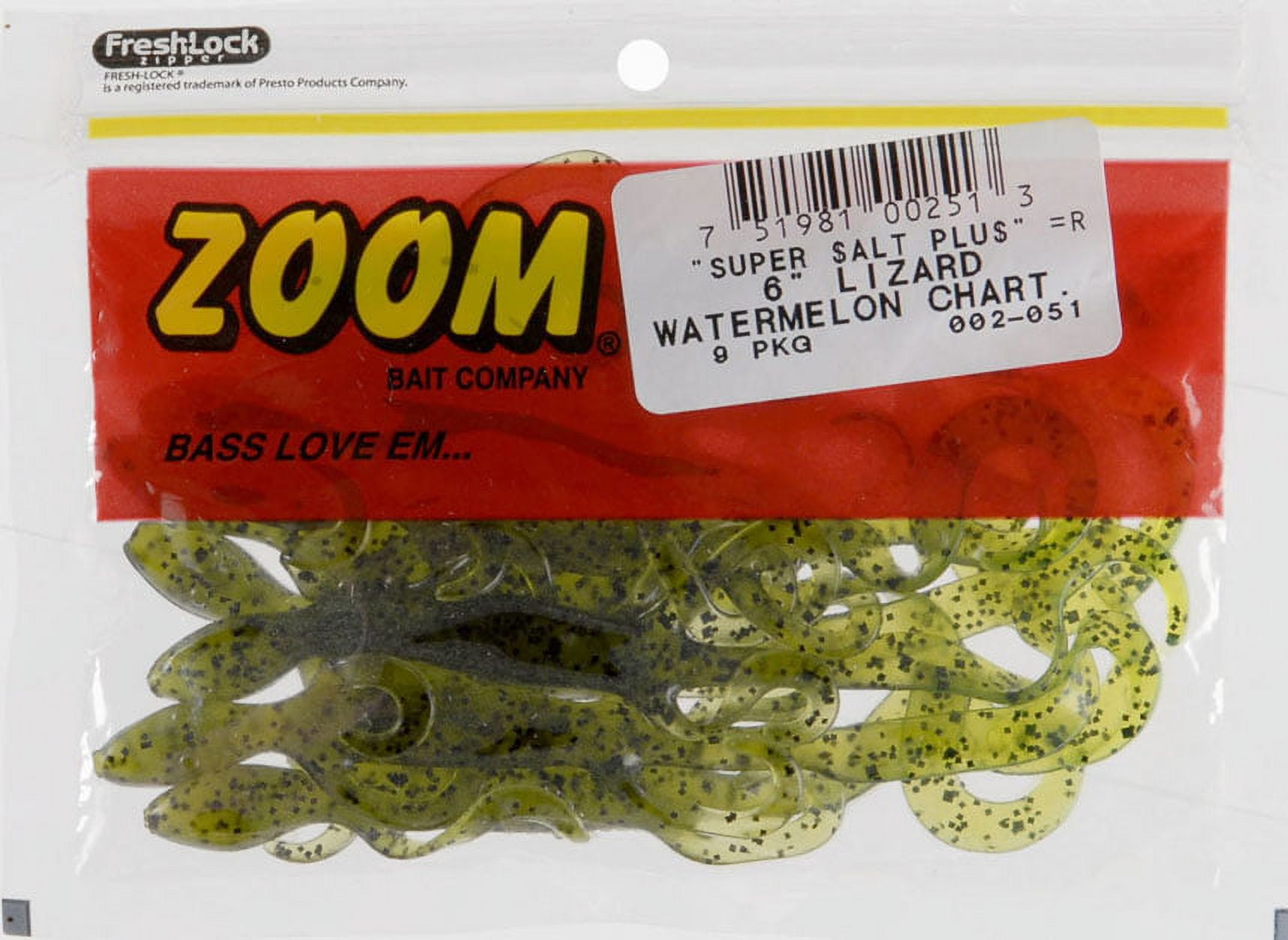 Zoom Lizard Fishing Bait, Mossy Pumpkin, 6”, 9-pack, Soft Baits