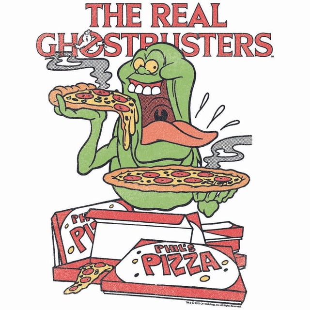 Le Vrai T-Shirt Jeunesse Ghostbusters Slimer et Pizza Blanc