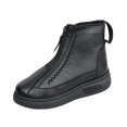 thumbnail image 2 of EKVAHL Women's Orthopedic Ankle Boots, Leather Snow Booties Walking Shoes, Arch Support Front Zip Warm Fleece Lined Outdoor Commute Daily Shoes Black, 2 of 4