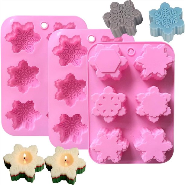 3 Pack Navidad de Nieve de Silicona Vela Jabón Moldes para Bricolaje Navidad Fiesta Decoración Hecha A Mano Suministros