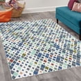 thumbnail image 2 of Ethnic Decorative Rug, Retro Mosaic Creative Pattern Square Rhythm Abstract Art Print Design, Quality Carpet for Bedroom Dorm and Living Room, 6 Sizes, Dimgray Seafoam, by Ambesonne, 2 of 4