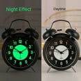 thumbnail image 5 of Retro Metal Twin Bell Alarm Clock with Backlight Luminous Dial Silent Non-Ticking Quartz Analog Desk Clocks Night Light 3-inch Black, 5 of 5