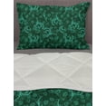 thumbnail image 3 of Floral Comforter & Sham Bedding Set, Abstract Blooming Nature with Petals and Leaves Green Toned Illustration, 3 pcs Duvet Set Microfiber Filling Quilt, 5 Sizes, Jade Green Pale Green, by Ambesonne, 3 of 4