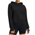 thumbnail image 6 of UAMVSH Womens Hoodies Oversized Solid Color Basic Hooded Sweatshirts Classic Fall Long Sleeve Pullover with Thumb Hole(Small,Black), 6 of 6