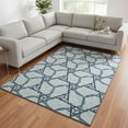 thumbnail image 2 of HomeRoots 676019 9 x 12 ft. Sky Blue, Gray & Denim Blue Geometric Washable Machine Made Rectangle Area Rug with UV Protection, 2 of 9