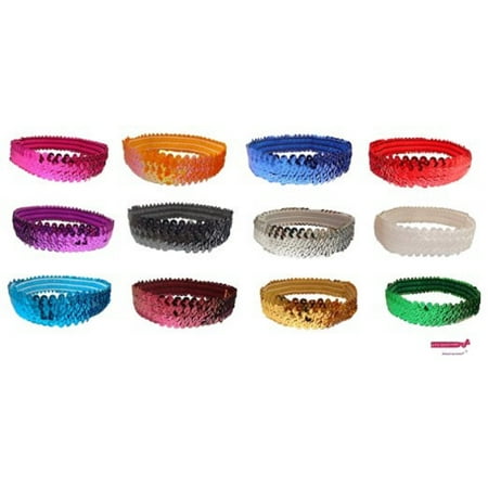 Sequin Hair Band - Sequin Headbands 12 Girls Headband Sparkly Hair Head Bands Assorted
