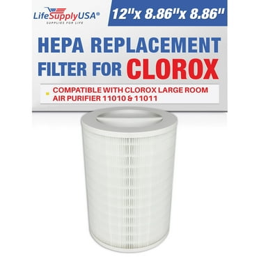 LifeSupplyUSA True HEPA Filter Replacement Compatible with Clorox Large Room Air Purifier 11010 & 11011