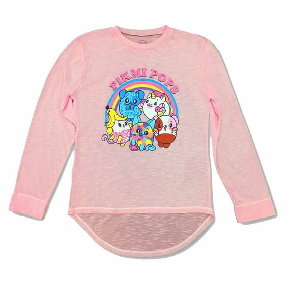 Pikmi Pops Surprise Girls' Long Sleeve T-Shirt - Light Pink - (Small 6-6X)