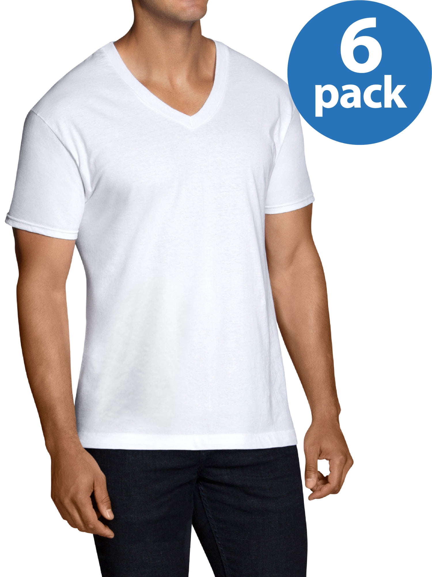 Fruit of the Loom Tall Men's Classic White V-Neck T-Shirts, 6 Pack ...